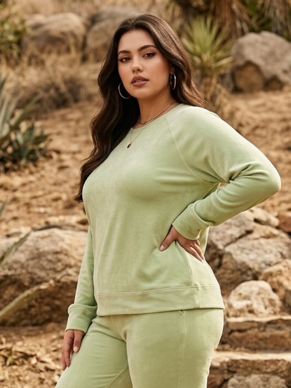NWT LNA Clothing Plus Size Green Long Sleeve Vintage Raglan Sweatshirt- Size 1XL